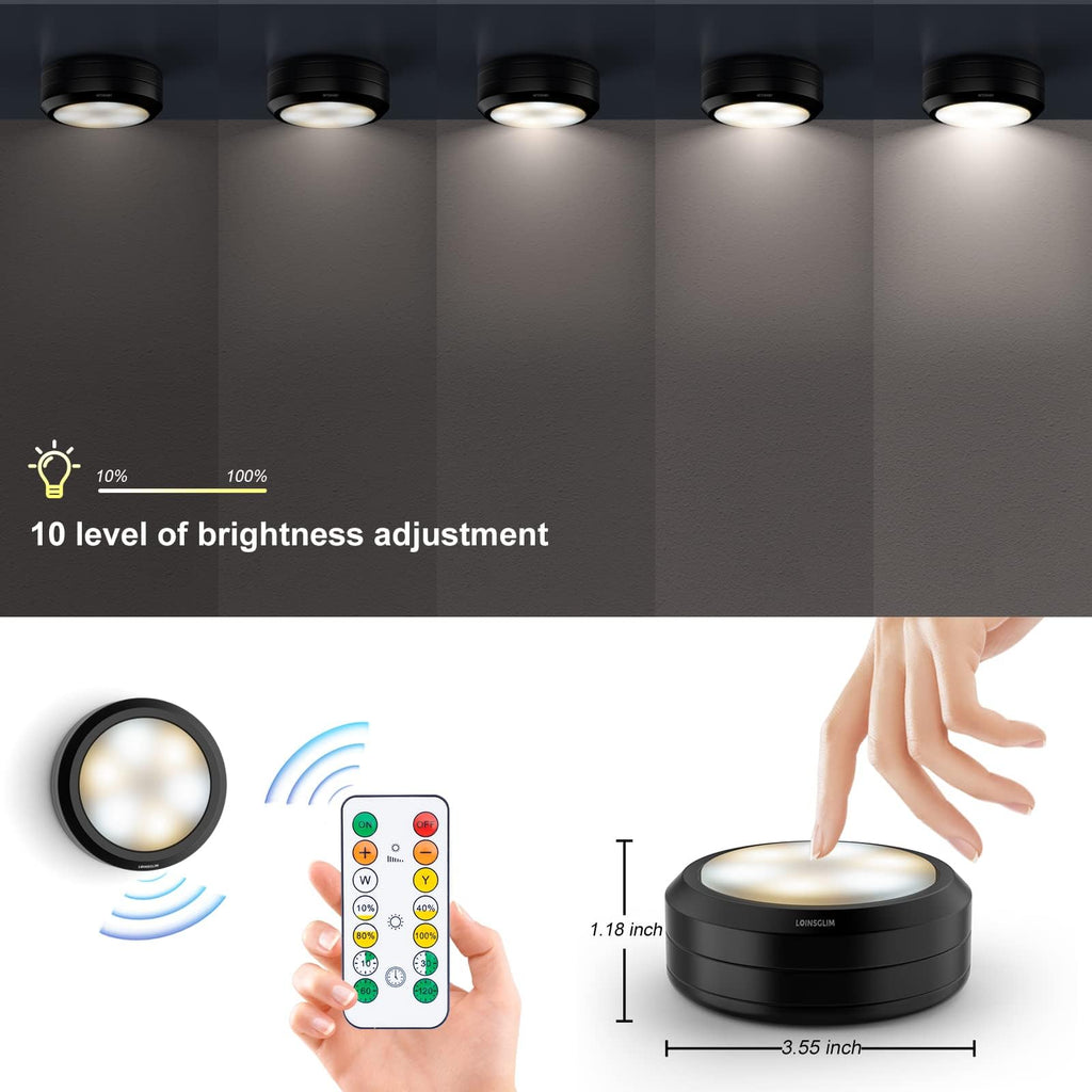 Puck Lights with Remote Control, Wireless LED Puck Light,Battery Operated Under Cabinet Lights, Under Counter