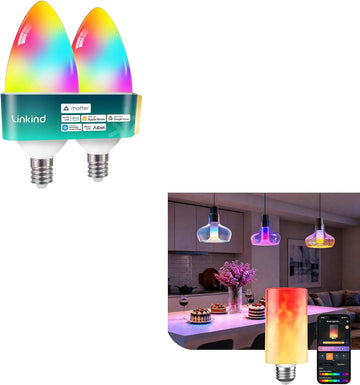 E26 Smart Light Stick+Matter Smart Light Bulbs, E12 Led Bulb