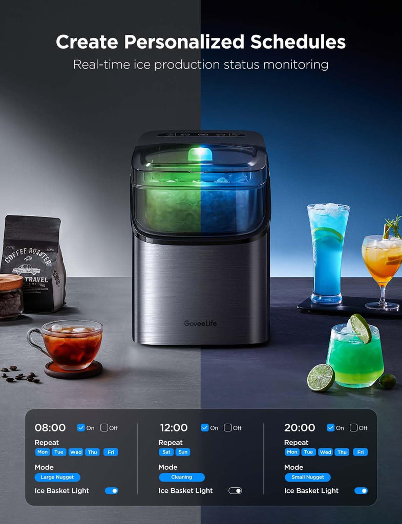 Smart Ice Maker Countertop, Portable Ice Machine with Voice Control, 9 Ice Cubes in 6 Minutes 3 Sizes, 26lbs/24Hrs