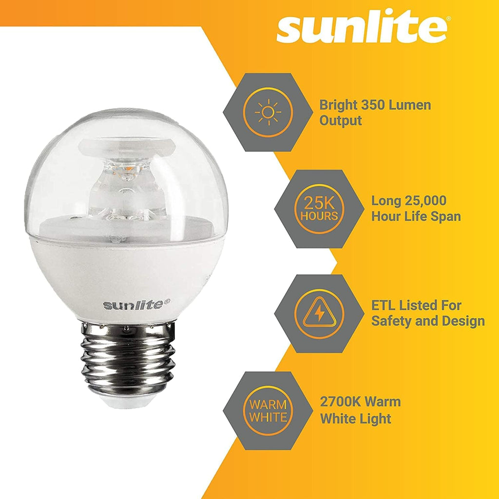 G16 LED Dimmable Decorative Globe Vanity Light Bulbs, Clear, 5W (40W Equiv.), 350 Lumens, Medium E26 Base, Mirror (3 Pack)