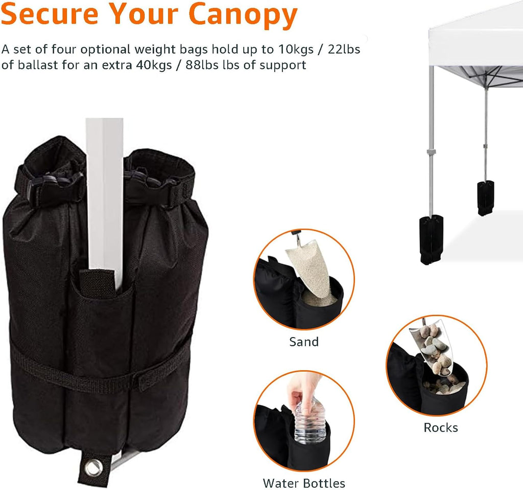 Outdoor Pop Up 10 x 10 Canopy Tent for Events, Portable with Easy Setup, Sun Shelter, Includes Wheeled Carry Bag