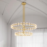 Gold Wagon Wheel Chandeliers 108-Lights Gold Round Chandelier Glass Chandeliers for Dining Room,Living Room Vintage Chandelier D48''+D60'' A117-B0DSBSF28H