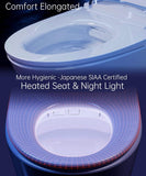 Luxury Smart Toilet with Auto Open/Close, Foam Dispenser, ADA Comfort Height Heated Seat, Warm Water/Dryer