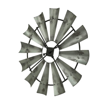 Distressed Grey Rustic 30 Inch Metal Windmill Wall Clock