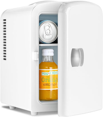 Compact Refrigerator, Portable Mini Fridge, Skin Care 4L Capacity/6 Cans, for Bedroom, Car, Office & Dorm, Small