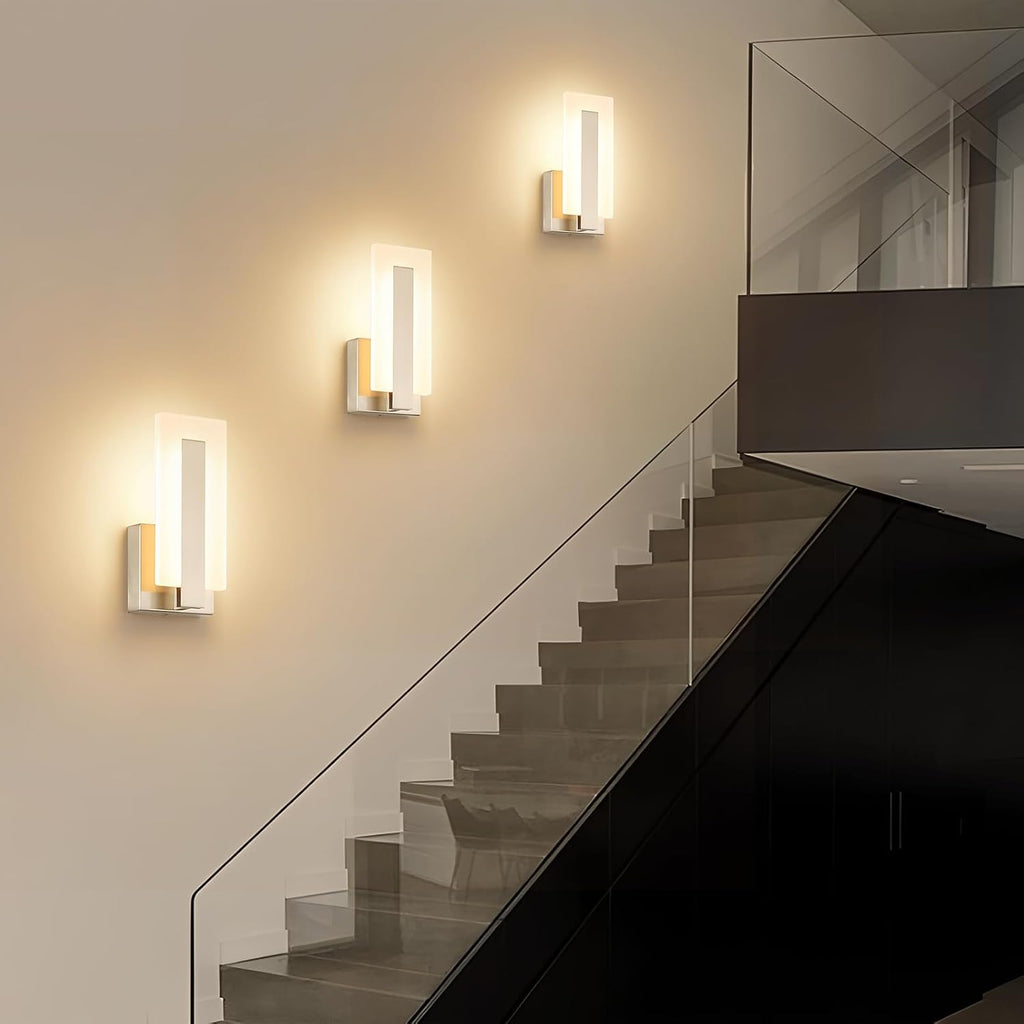 Modern LED Wall Sconce Set of 2, Hardwired 3000K Warm White Light Wall Lights, 7W Up and Down Wall Mount Light, 9.76