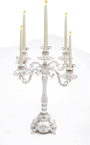 5 Arm Metal Palace Candelabra,14.5 Inch Vintage Candle Holder for Tables,Tall Candelabra Candle Standarty Events(not