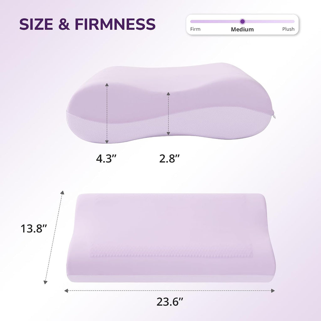 Cooling Gel Memory Foam Pillow, Contour Neck Support, Reversible | Ergonomic Pillow, Removable Washable Cover, For