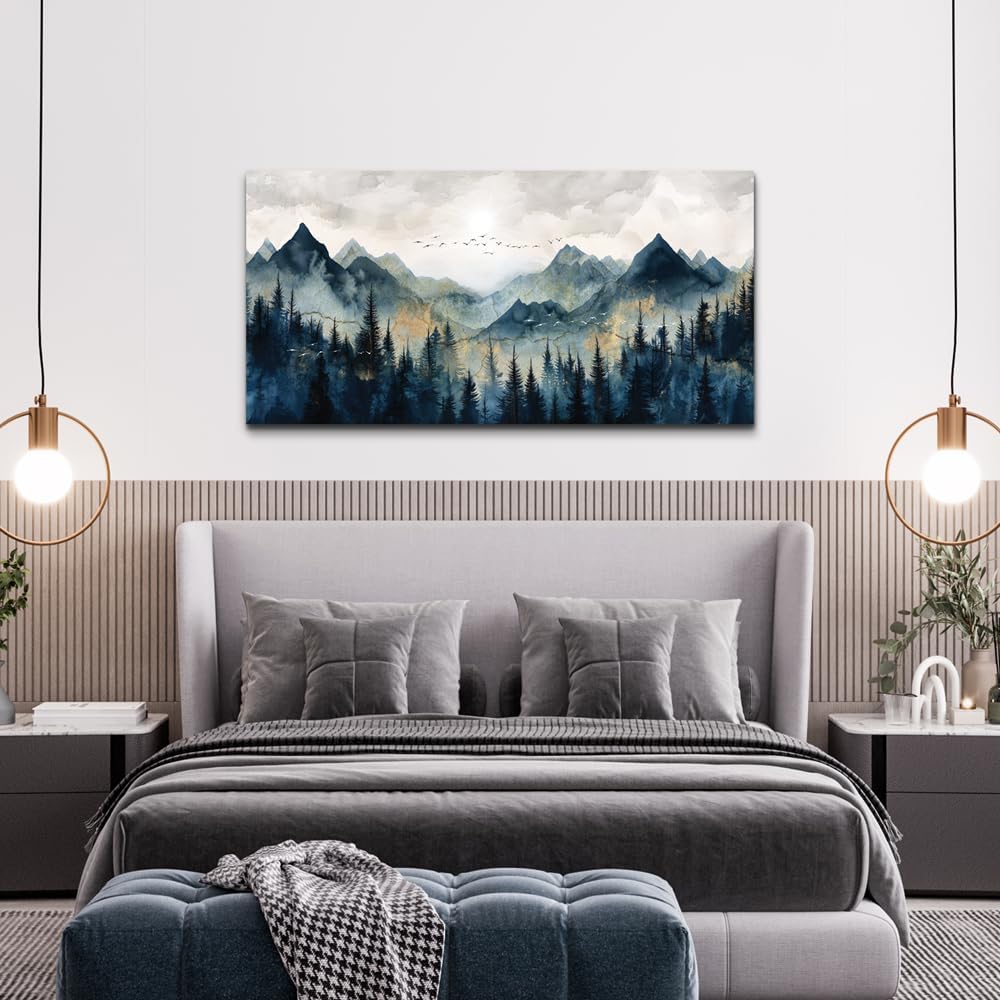 Canvas Wall Art Wall Decorations Modern Office Wall Decor Abstract Watercolour Painting Mountain Landscape Pictures