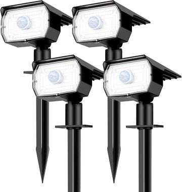 Solar Lights Outdoor Waterproof, Motion Sensor Spot Lights- 4 Pack/56 LED/3 Modes Solar Powered Spotlights 2-in-1