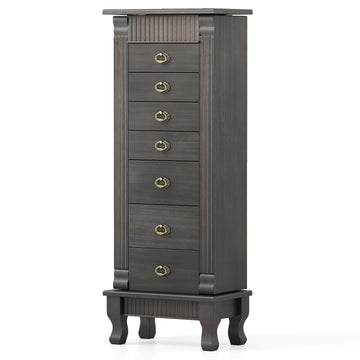 Standing Jewelry Armoire, Wooden Jewelry Storage Chest