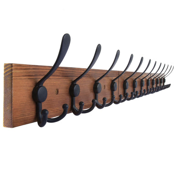 Wall Mount Coat Rack 47.3'' Burnt Brown Hanger - Rustic Towel Rack - Hooks for Coats, Hats, Clothes
