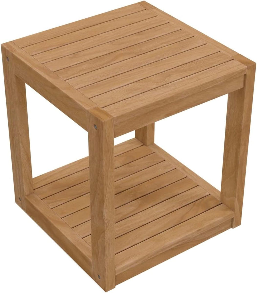 Carlsbad Teak Wood Outdoor Patio Side Table in Natural