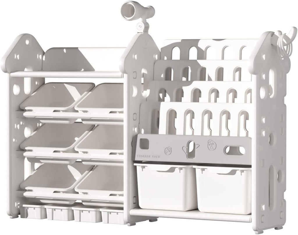 Kids Bookshelf and Toy Storage Cabinet, Montessori-Style Storage and Organization, Children Bookshelf with Bins