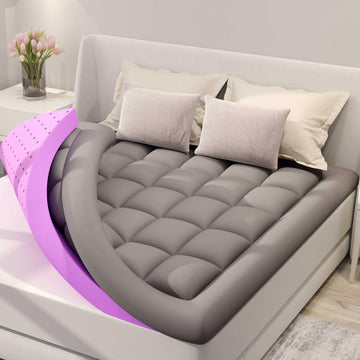 Dual Layer 5 Inch Memory Foam Mattress Topper Queen Size, 2 Inch Gel Memory Foam Plus 3 Inch 1450 GSM Down