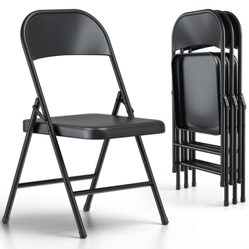 Folding Chairs 4 Pack, Heavy Duty Metal Foldable Chairs, Indoor Outdoor Portable Chair, Event Chair for Wedding Party