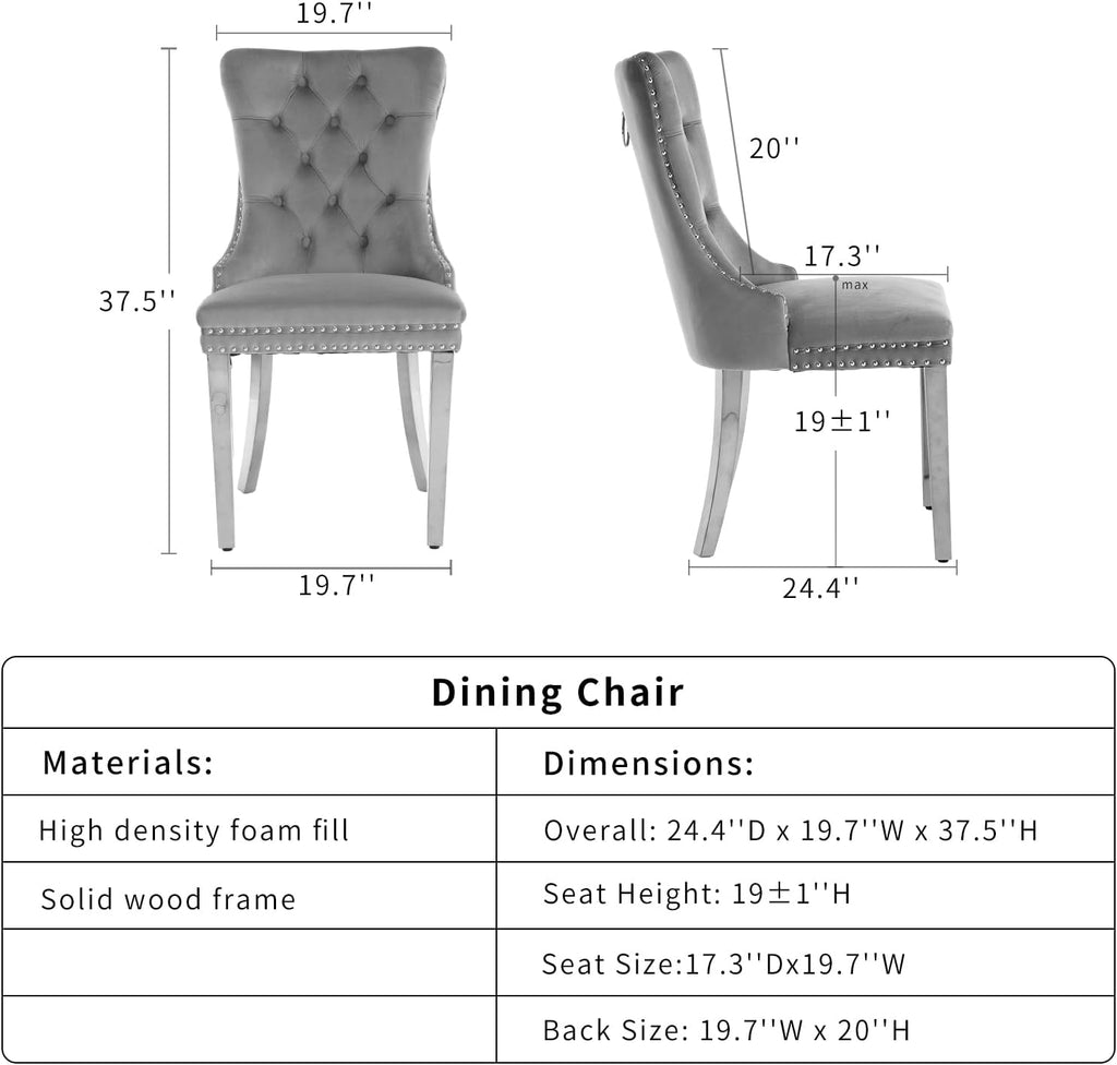 Black Velvet Dining Chairs Set of 4, Kitchen & Dining Room Chairs, Four Fabric Tufted Dinning Chairs