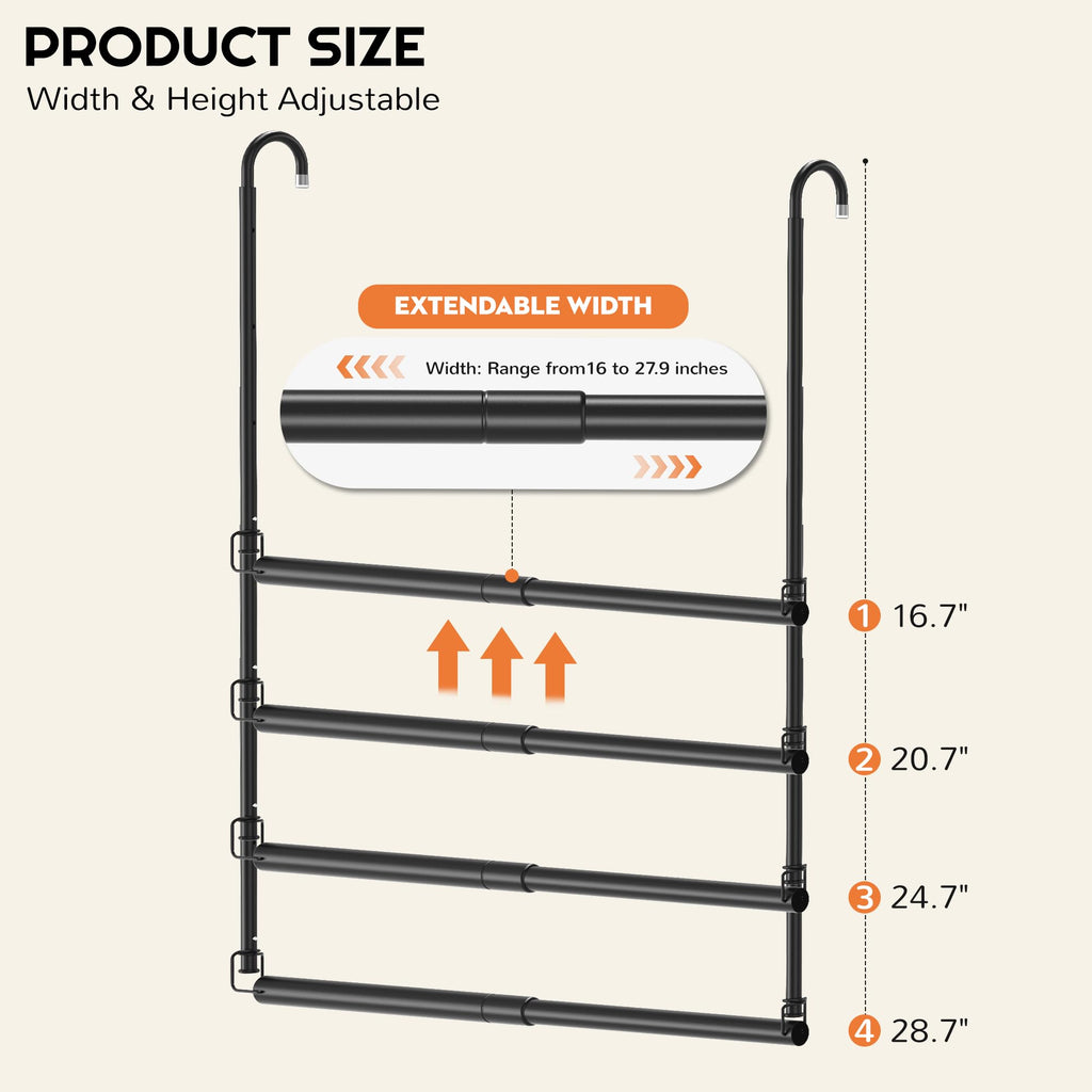 Hanging Closet Rod Adjustable Width Height Closet Rods For Hanging Clothes Black 2 Pack Closet Extender Hanging Rod