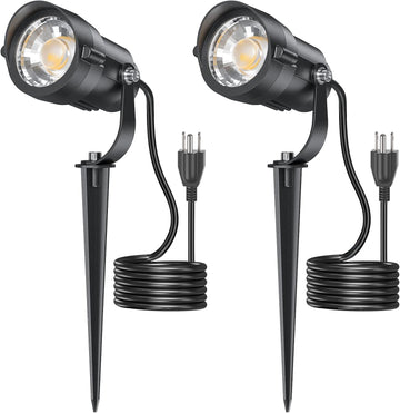 12W Spot Lights Outdoor 110V to 120V Landscape Lighting Waterproof Spotlight with 4.9ft 3-Plug LED Plug in Landscape