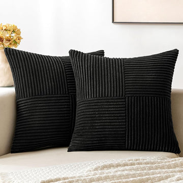 Black Decorative Throw Pillow Covers 18x18 Inch