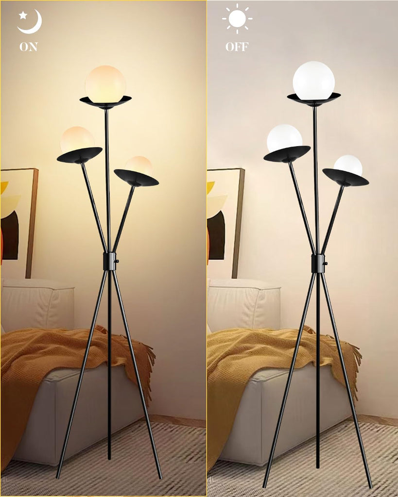 3 Globe Dimmable Tripod Floor Lamp, Mid Century Tree Floor Lamps with 3Pcs 3000K Bulbs Included