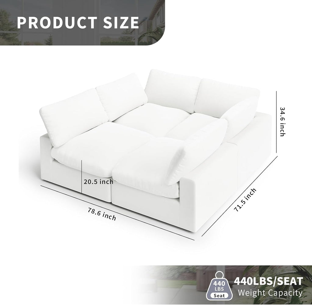 Cloud Modular Sectional Sofa, Oversized Convertible Modular Cloud Couch, Down Feather Filled Sectional Sofa Comfy Upholstered Deep Seat Couches for Living Room, Sofa Covers Washable & Replaceable