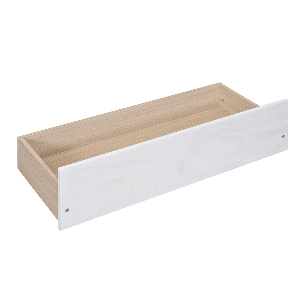 Full Size Canopy Platform Bed with 2 Drawers, Wooden Bed Frame with Support Slats, No Box Spring Needed, Brushed White