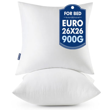 26x26 Euro Pillow Inserts 2 Pack, Throw Pillows for Couch Bed