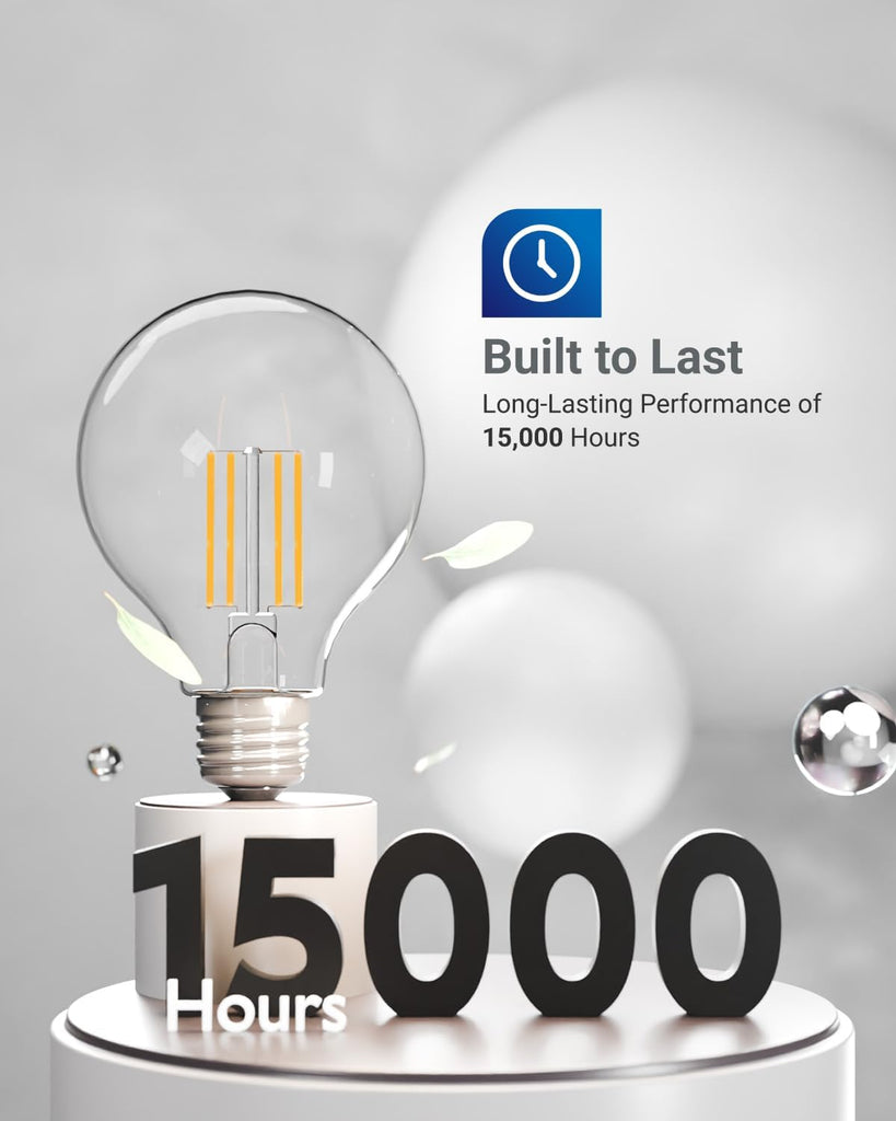 6 Pack G25 Globe Light Bulbs LED Edison Vanity Light Bulbs, CRI90, 3000K Warm White, Dimmable, 5W=60W, Clear Vintage