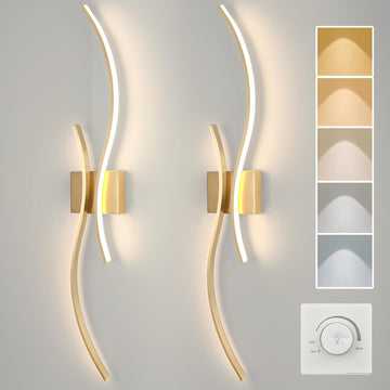 Modern Wall Sconce Set of, 5CCT Dimmable Indoor Led Wall Sconce Lighting Set of 2, 31.5 Inch Wall Light Fixtures