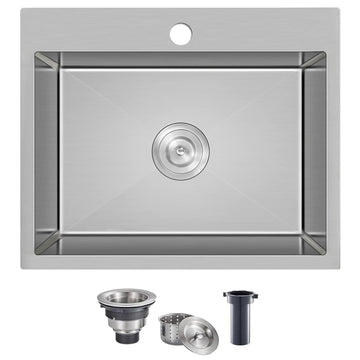 22"x18" Drop In Single Bowl Stainless Steel Brushed