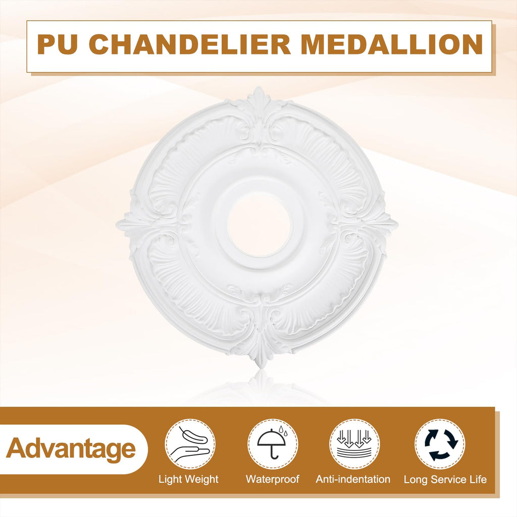 18" OD x 3.82" ID PU Decorative Ceiling Light Medallion Cover White
