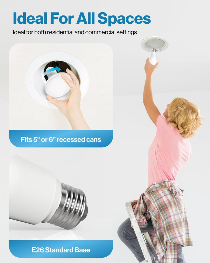 6 Pack BR30 Light Bulb LED Recessed Can Light Bulbs, Flood Lights Indoor 850 LM, 11W (65W Equivalent), 2700K Soft