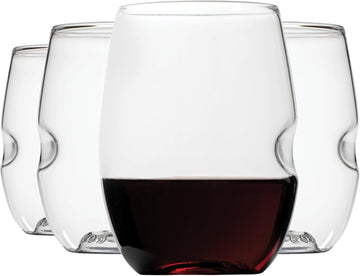 Unbreakable Plastic Wine Glasses - Stemless Shatterproof Tritan Glassware, Fancy Cups That Look Like Glass, 16oz, Set