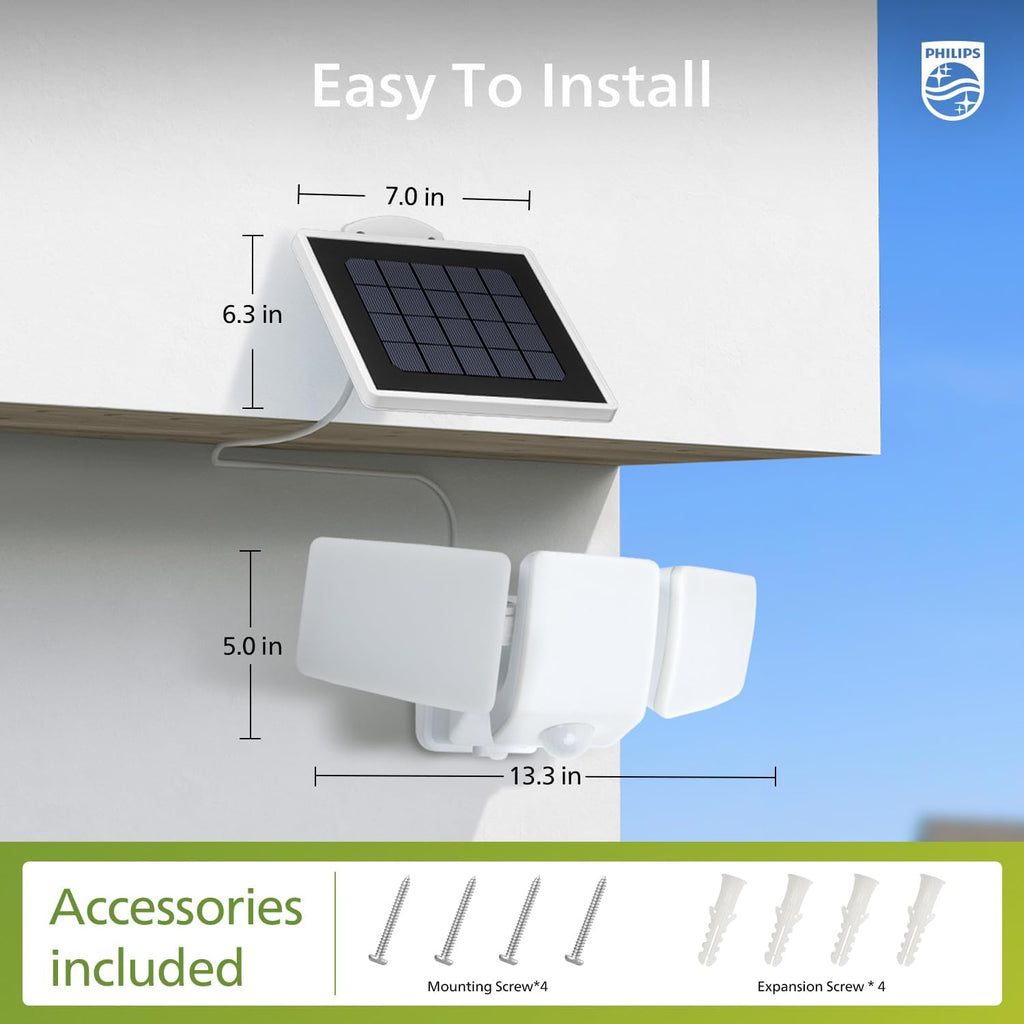 3600LM Solar Security Lights, 5000K Waterproof Dimmable LED Motion Sensor Outdoor Lights, 3 Adjustable Heads w/16ft