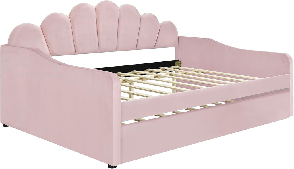 Full Size daybed with Trundle for Adults, Kids, Girls, Teens, Full Size daybed with Trundle , Velvet, Pink