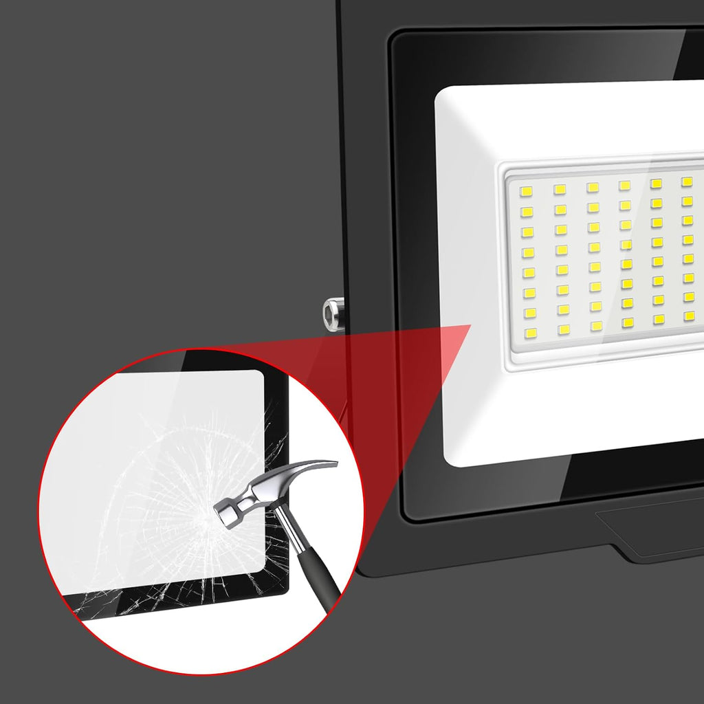 200W LED Flood Lights Outdoor,20000lm Exterior Security FloodLight with Plug, 6000K Work Light with IP66 Waterproof