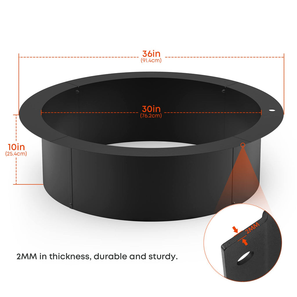 30" Fire Pit Ring Insert for Wood Burning Fire Pit