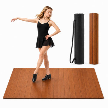 Foldable Tap Dance Floor - Premium Bamboo Portable Tap Board with Non-Slip Backing & Heavy Duty Carrying Bag, Large