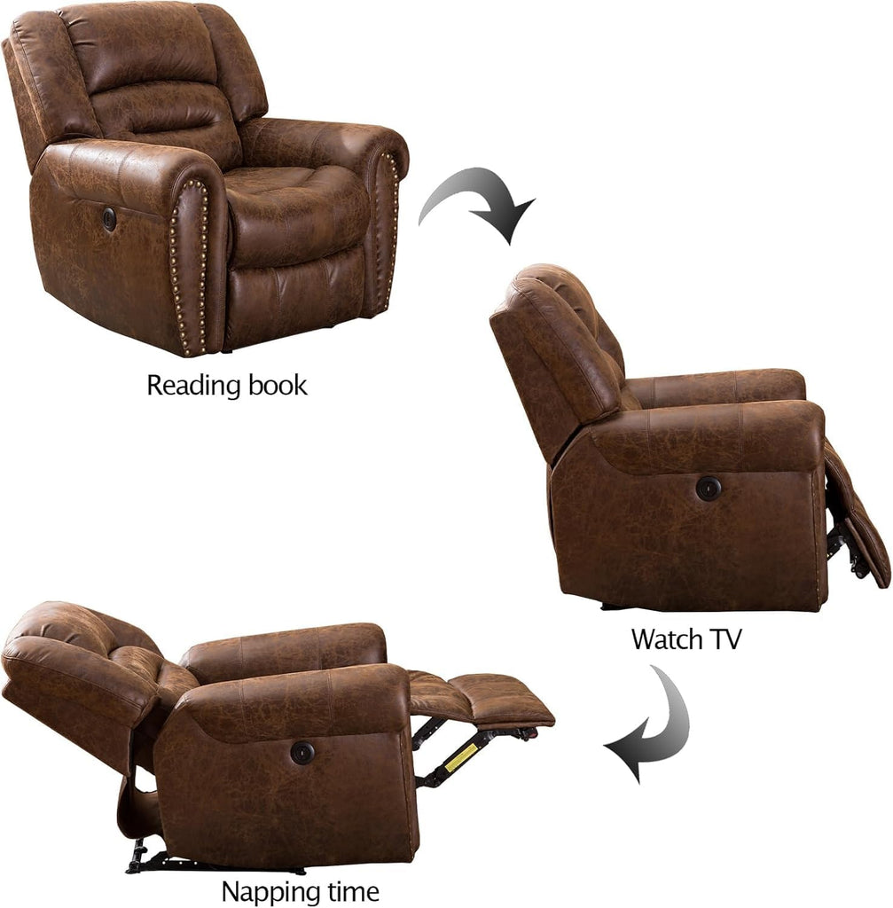 Power Recliner Chair,Faux Leather Electric Recliner Chair with Padded Arms and Adjustable Backrest,Single Sofa with