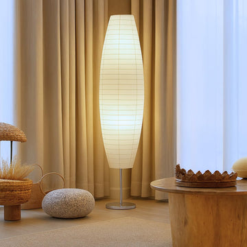 Inspired Noguchi Style 59-Inch Rice Paper Floor Lamp - Japanese-Style Lantern with White Paper Shade, Modern Standing Lamp, Soft Ambient