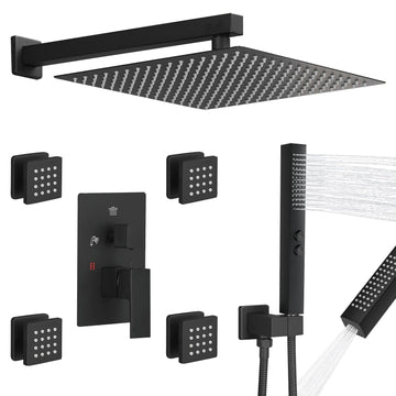 Rainfall Shower System with 4 Full Body Jet 4 Mode Shower Faucet Set