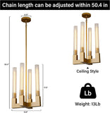 Glass Tube Gold Pendant Lights Kitchen Island, Adjustable Cord Modern Pendant Light Fixtures,Kitchen Pendant Lighting Over Island,Indoor Chandeliers for Bedroom, Included Bulb A114-B0CR4832ZL