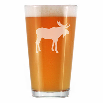 Moose Pint Glass for Cabin Gifts - 16 oz