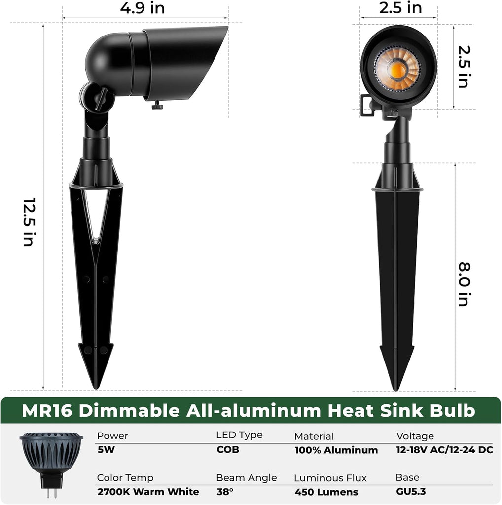 Low Voltage Landscape Spotlight, 12V LED Outdoor Landscape Lighting, Landscape Spot Lights Wired for Garden and Yard