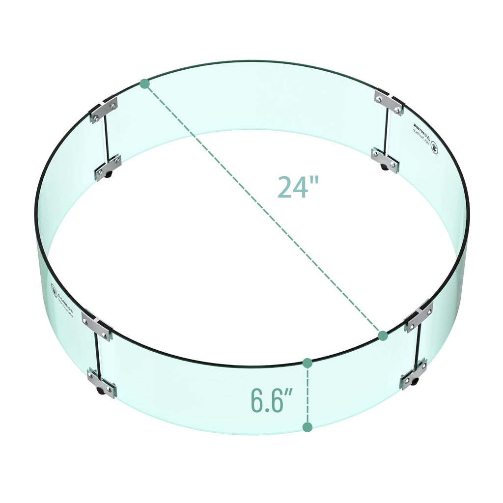 24" Round Fire Pit Glass Wind Guard