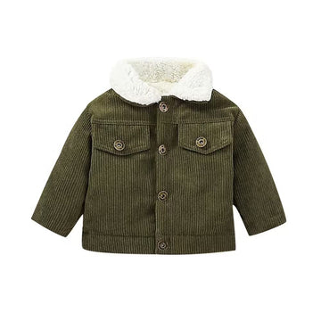 Baby Boys Girls Corduroy Jacket Kids Toddler Lined Top Lapel Button Down Thicked Warm Coat Winter