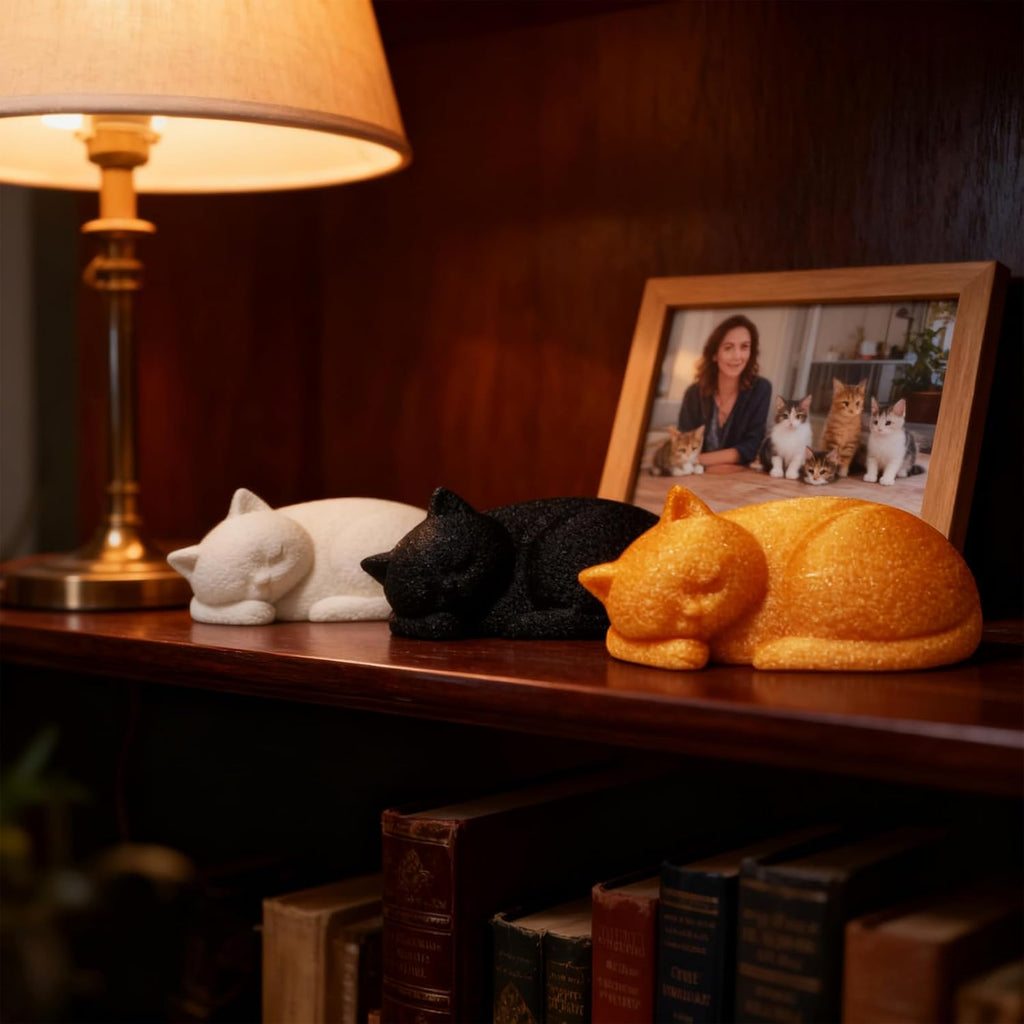 Black Cat Urn for Ashes Minimal Pet Memorial Keepsake