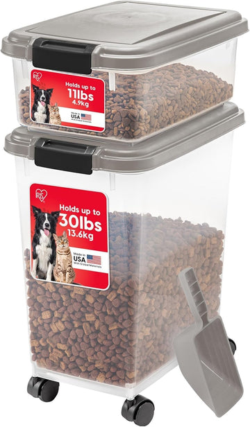 USA Airtight Dog Food Storage Container Combo, 30 lb & 11 lb Bin