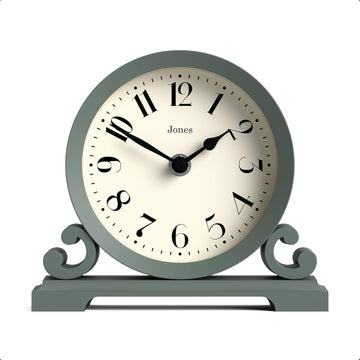 CLOCKS Saloon Mantel Clock | Small Traditional Double Scroll Design | Green | Contemporary Classic Style for